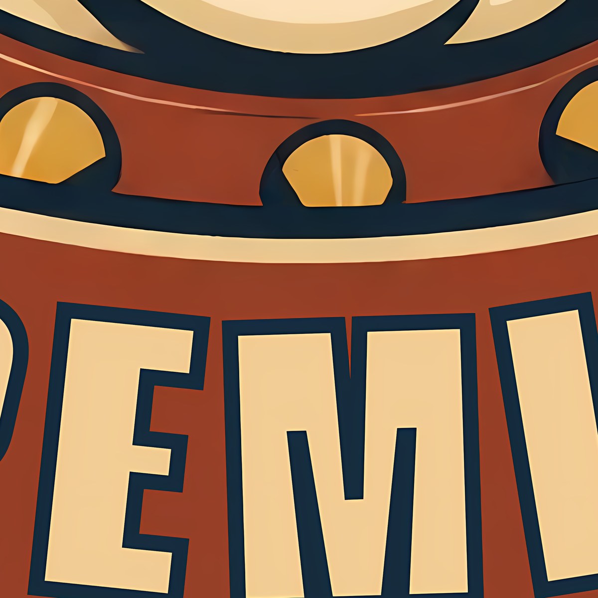 Close-up Retro Varsity gremlin dog crest for funny dog personality gifts